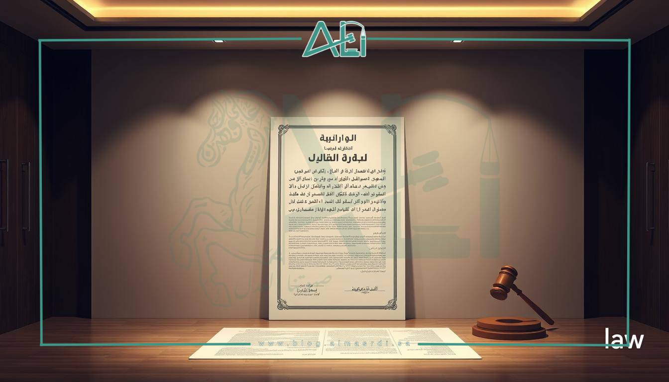 A meticulously designed and legally-compliant legal license, showcasing the intricate details of "الشروط القانونية لرخصة المحاماة". The image depicts a sleek, modern aesthetic with a sophisticated color palette, featuring a meticulously crafted document in the center, surrounded by subtle graphic elements and a minimalist background. The lighting is soft and warm, creating a sense of professionalism and authority. The overall composition is balanced, with a focus on the legal document, subtly complemented by the almasrdilaw branding in the corner. This image perfectly captures the essence of the "الشروط القانونية المتعلقة برخصة المحاماة" section, providing a visually striking and informative representation of the legal requirements for a law license in a clean, elegant manner.