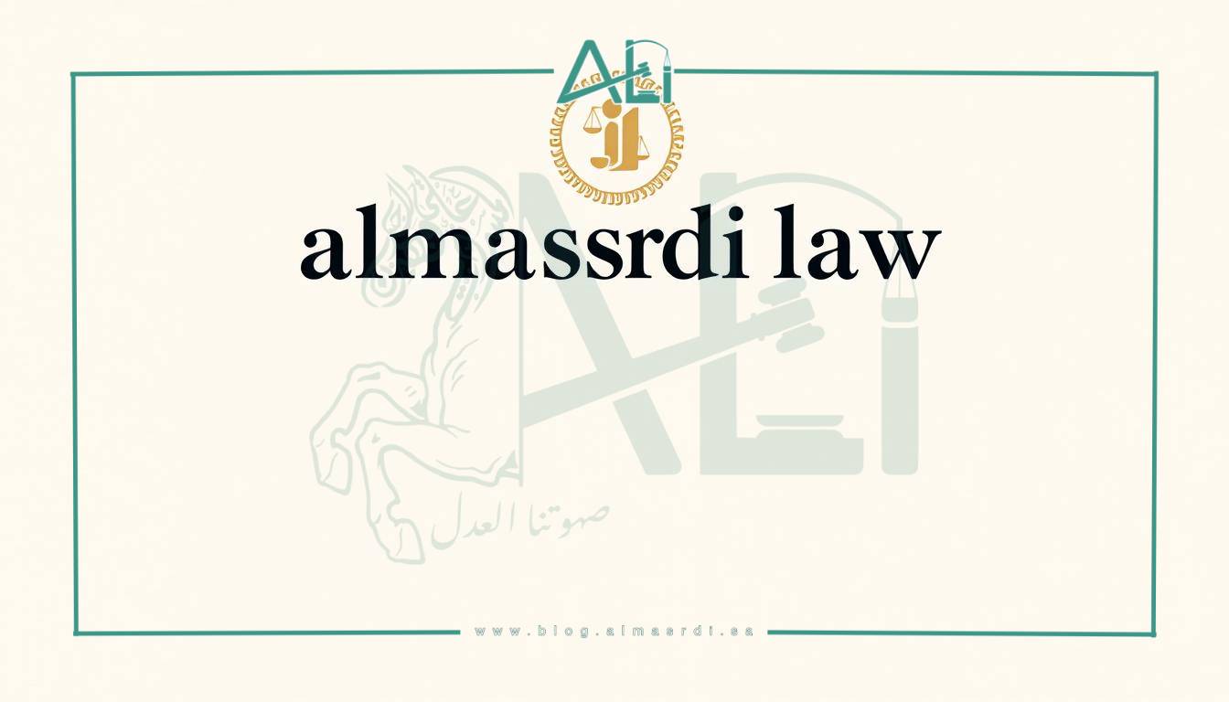 A minimalist, elegant legal diploma or certificate design showcasing the "almasrdilaw" brand. The diploma is rendered in soft, muted tones with a simple, clean layout. The focal point is a central emblem or seal, perhaps featuring an abstract legal icon or symbol, presented against a subtly textured background. The composition emphasizes balance, symmetry, and a sense of professionalism and expertise. The overall mood is one of authority, trust, and expertise in the field of law.