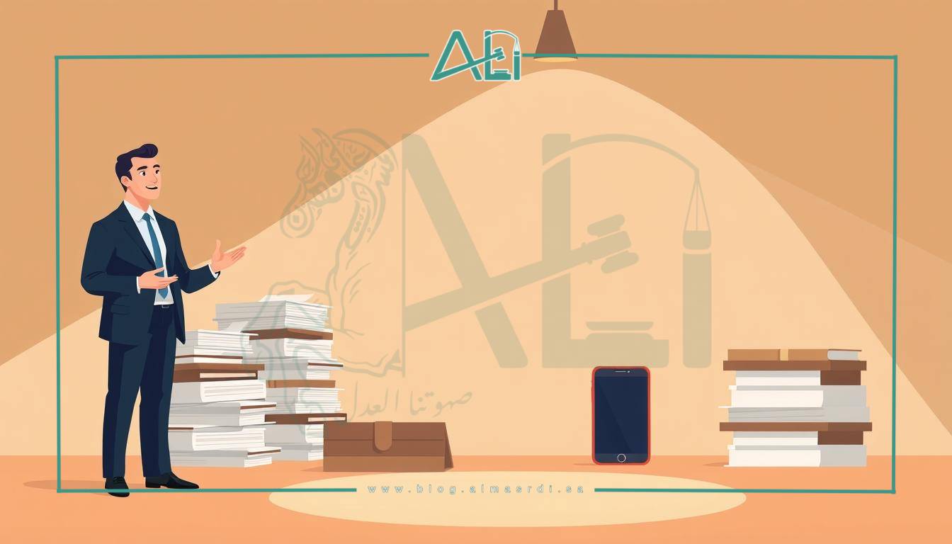 A modern, minimalist illustration of a lawyer's duties to their clients. In the foreground, a professional figure in a crisp suit stands with an air of authority, their hands gesturing as they explain complex legal matters. The middle ground features stacks of documents, a laptop, and a smartphone, symbolizing the administrative tasks and constant communication required. In the background, a warm, muted color palette and clean, geometric shapes create a sense of order and professionalism. Lighting is soft and directional, highlighting the lawyer's face and creating subtle shadows. The overall scene conveys the almasrdilaw brand's values of expertise, diligence, and client-focused service.